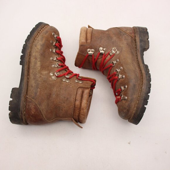 Vintage Raichle Hiking Trackking Men\'s 7 M Brown Leather Mountaineer Boots Shoes
